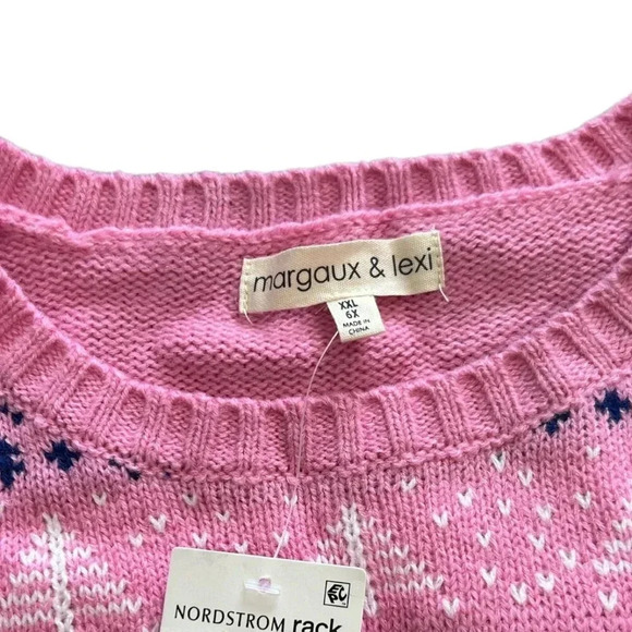 Margaux & Lexi Pink Winter Puppy Christmas Sweater 6x - Picture 3 of 3